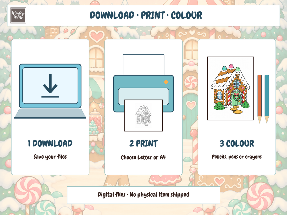 Gingerbread Village Coloring Book — digital download