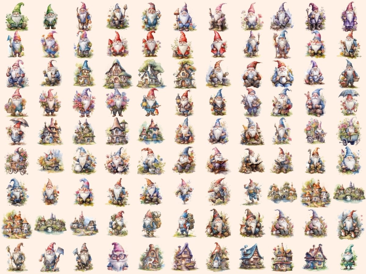 Gnomes Watercolor Clipart - Wonders Artist