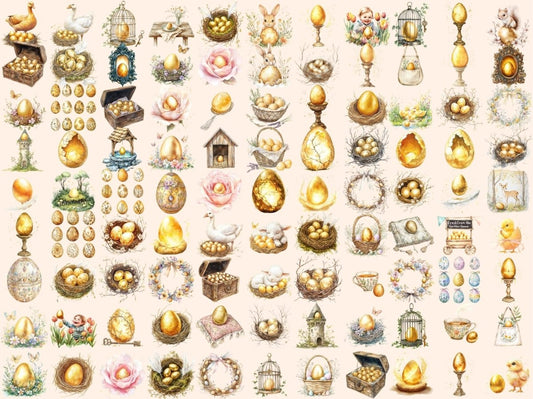 Clipart Acquerello Uova d'Oro