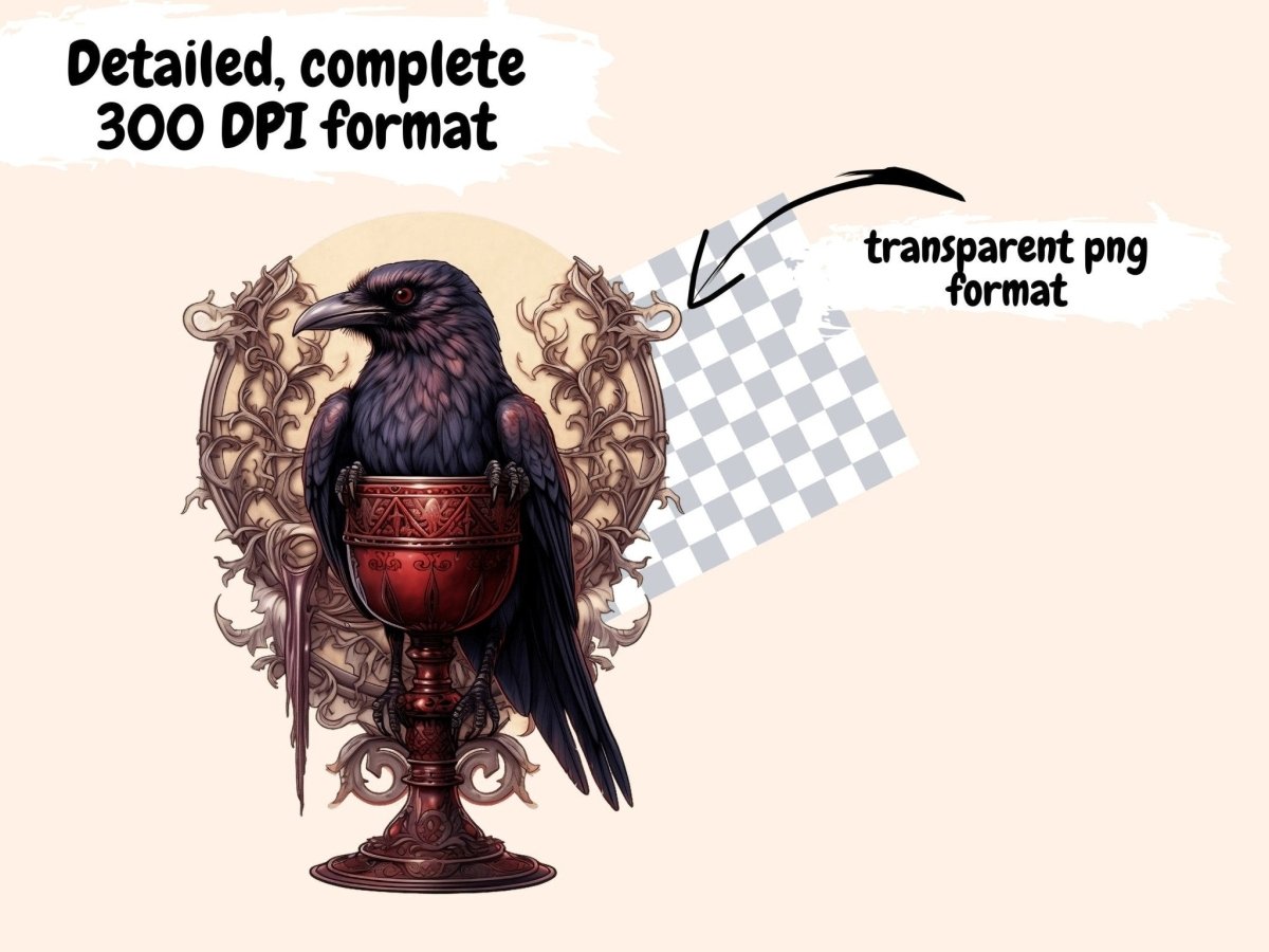 Gothic Ravens Watercolor Clipart dark clipart - Wonders Artist