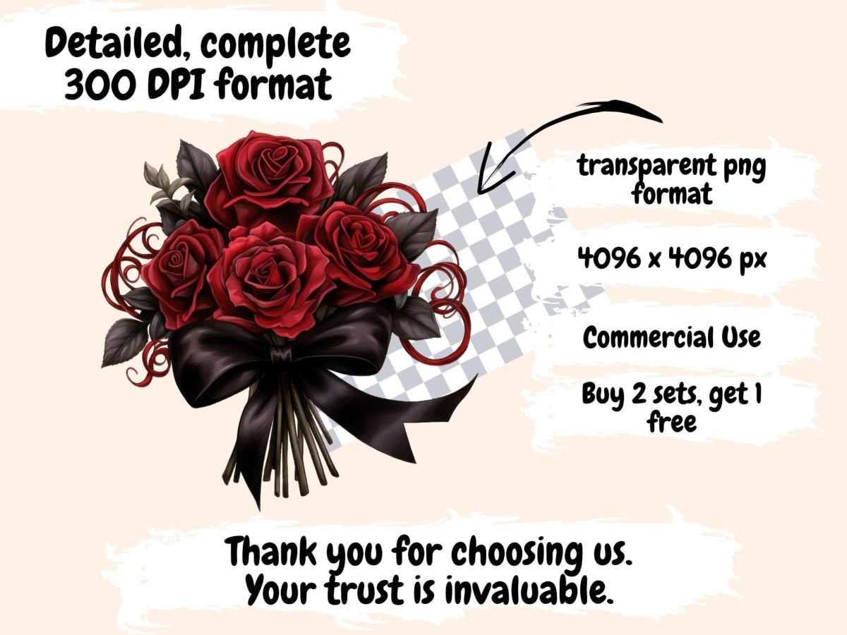 Gothic Roses Watercolor Clipart black rose clipart - Wonders Artist