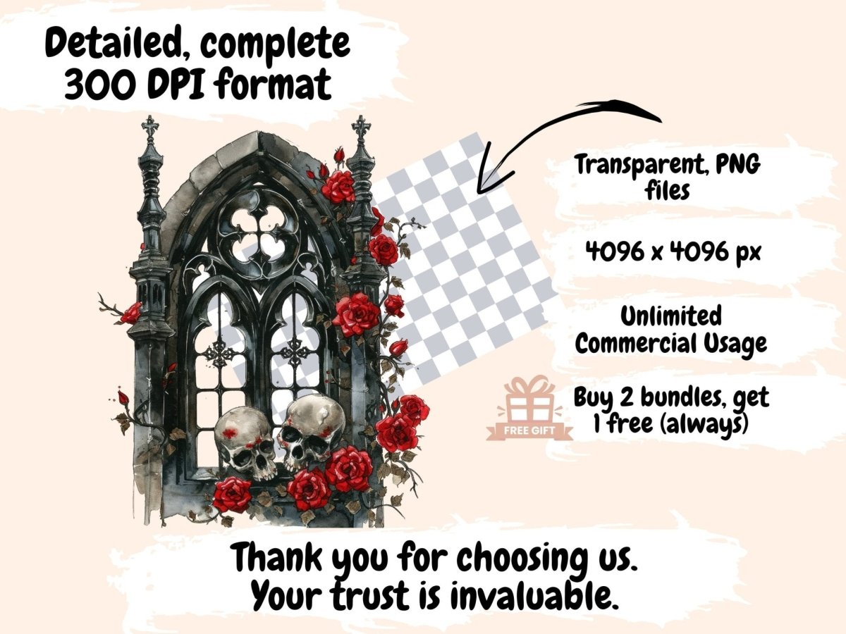 Gothic Windows Watercolor Clipart dark clipart - Wonders Artist