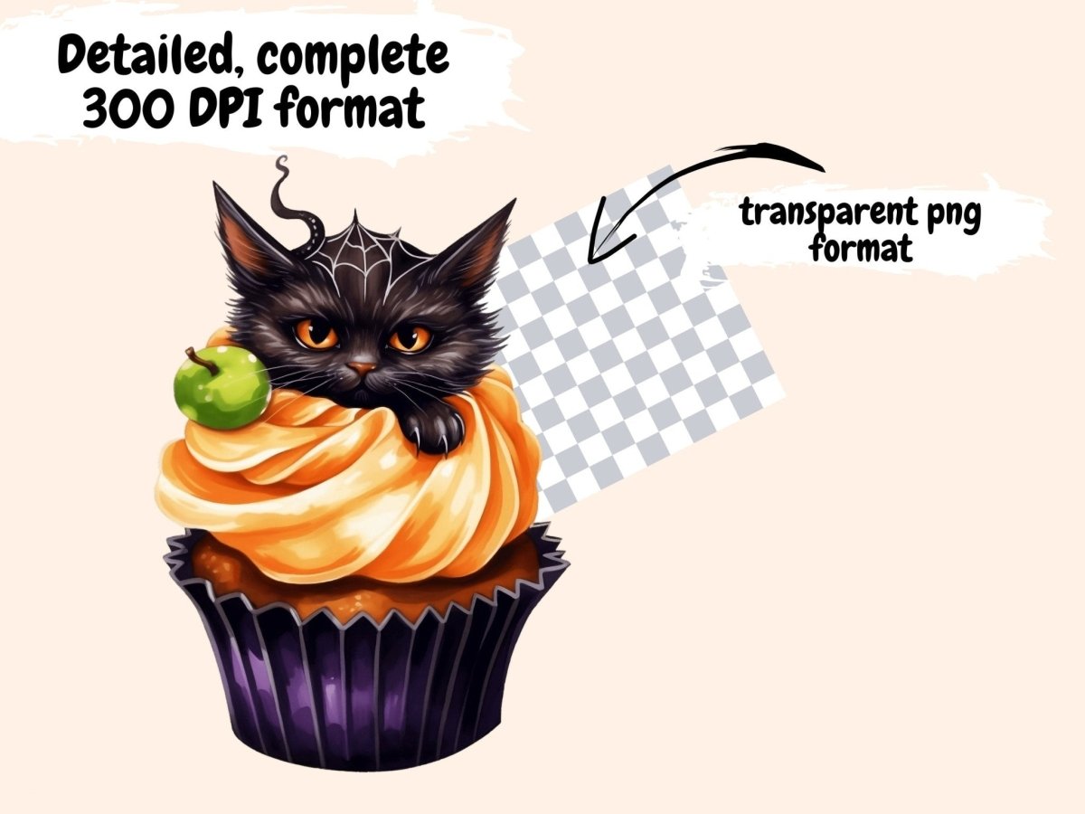 Halloween Cupcakes Watercolor Clipart festive desserts png - Wonders Artist