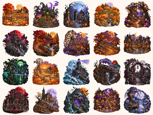 Halloween Landscapes Clipart