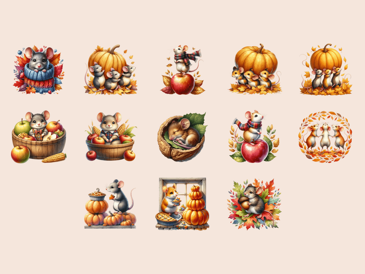 Harvest Mice Clipart All Bundles Clipart Line Art - WondersArtist