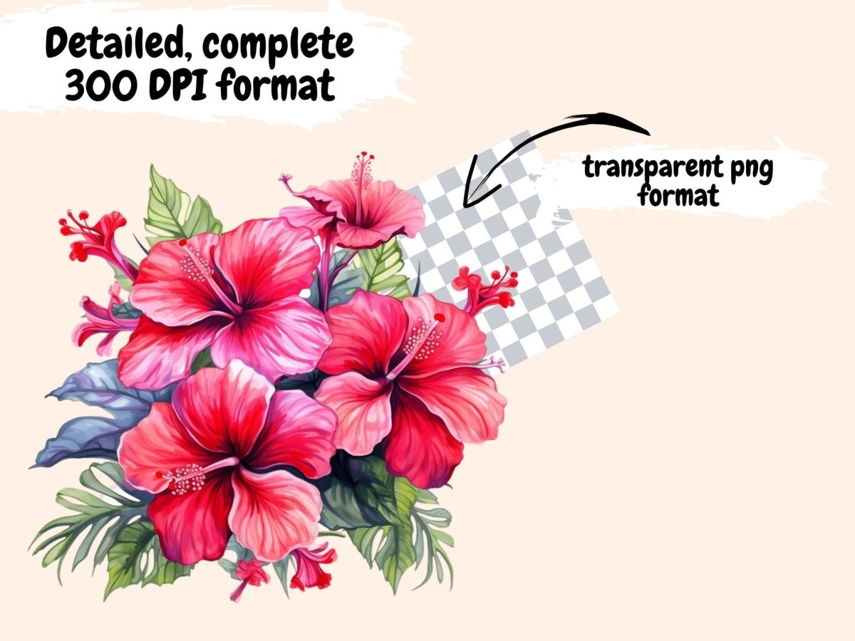 Hibiscus Watercolor Clipart exotic flowers png - Wonders Artist