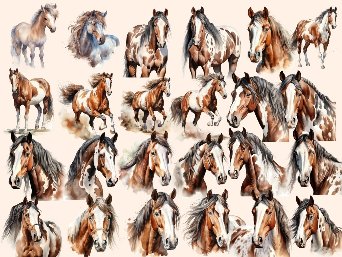 Horses Watercolor Clipart animals clipart - Wonders Artist