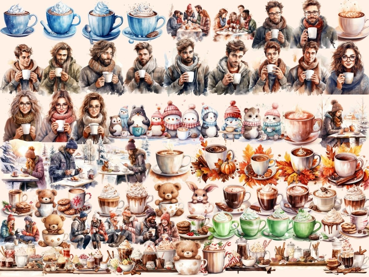 Hot Chocolate Watercolor Clipart choco drink clipart - Wonders Artist