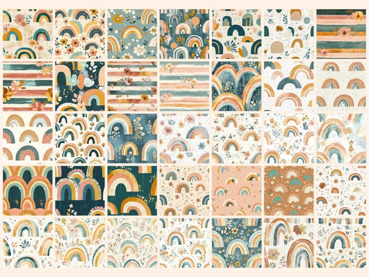 Indie Rainbows Seamless Pattern Digital Papers