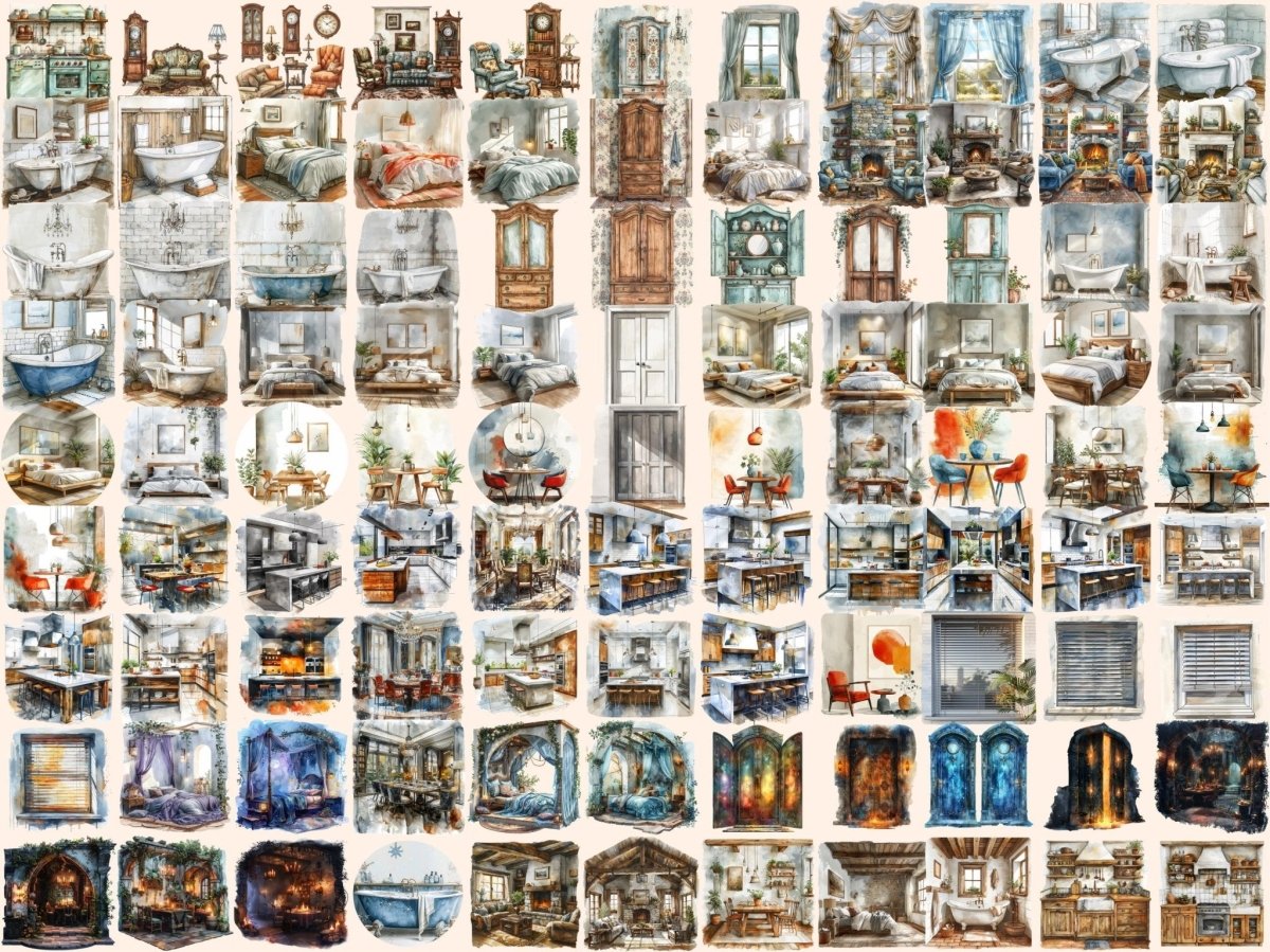 Indoors Watercolor Clipart - High - Quality Instant Digital Download for Creative Projects