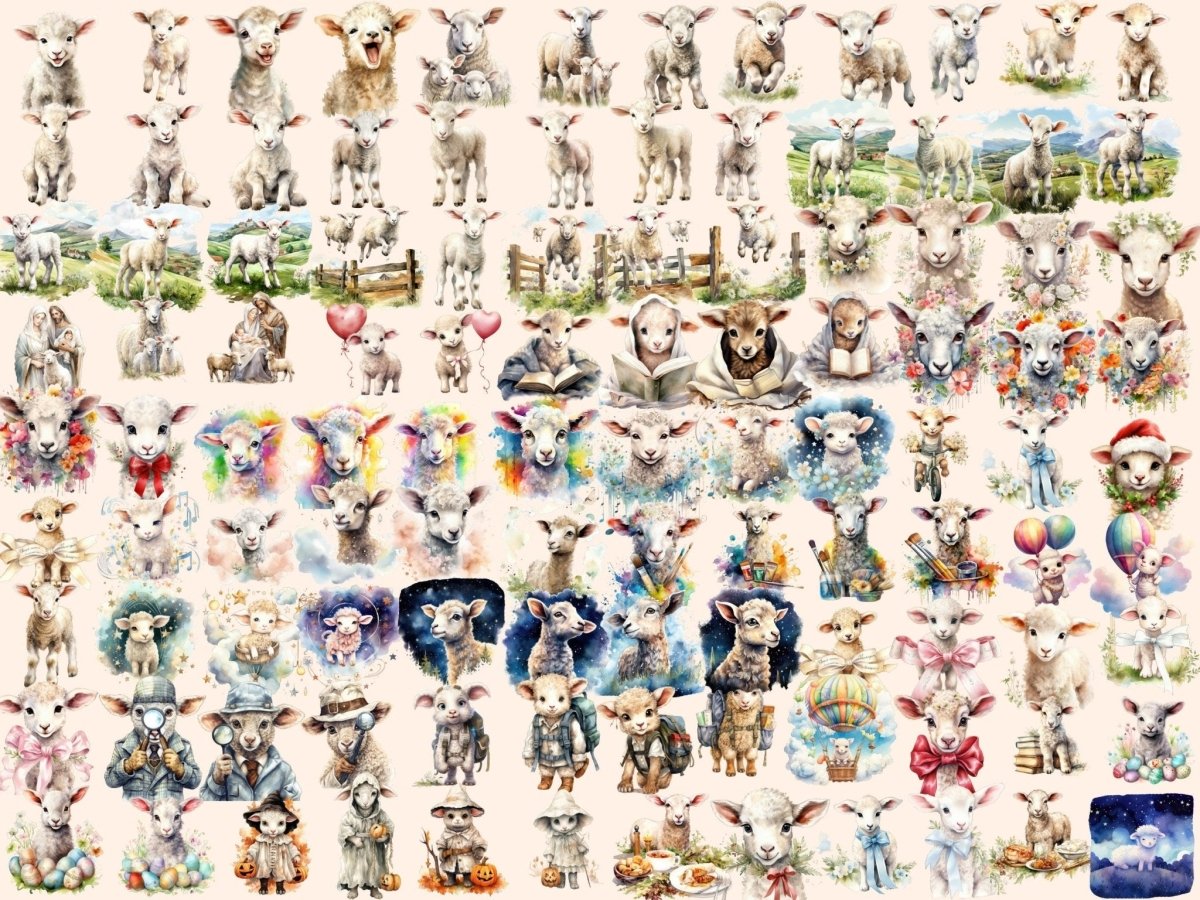 Lambs Watercolor Clipart adorable little lamb - Wonders Artist
