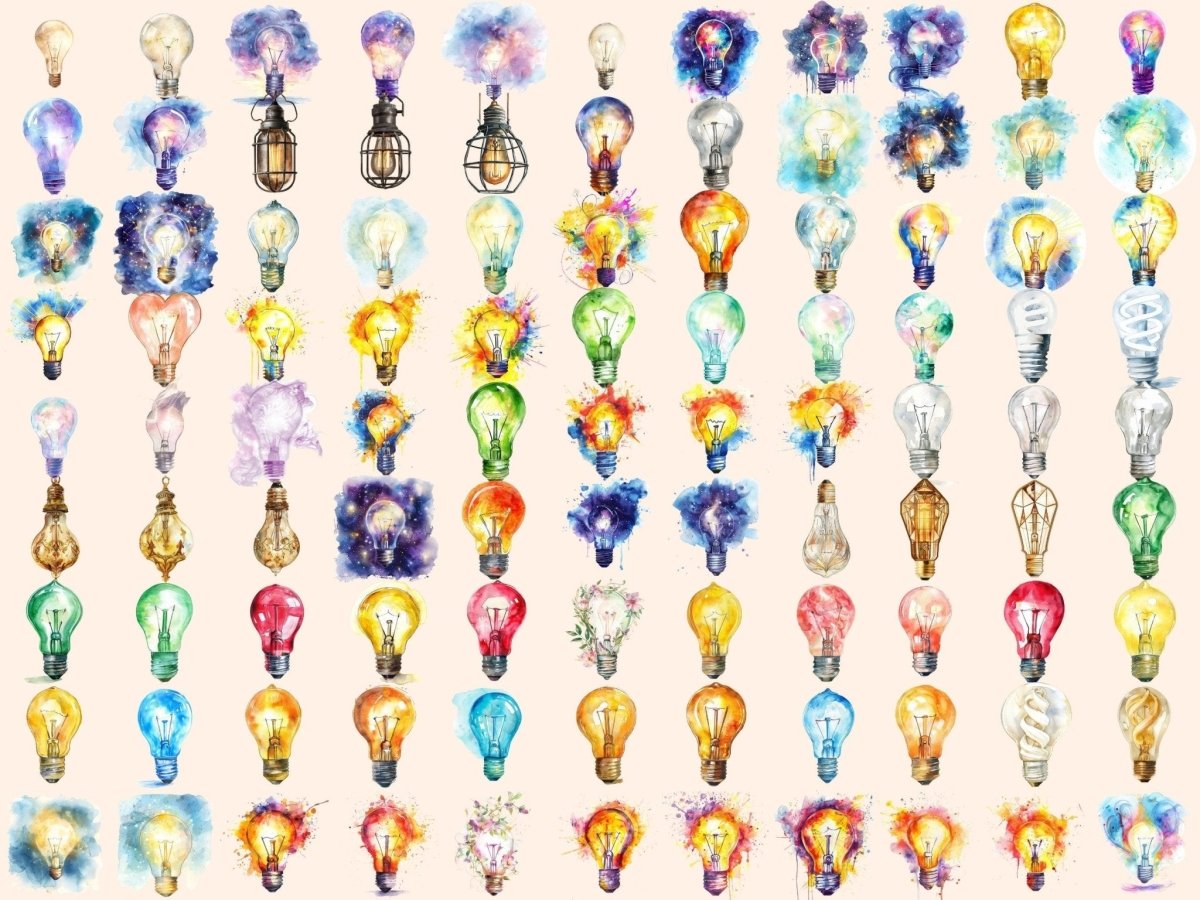 Light Bulbs Watercolor Clipart bulb clipart - Wonders Artist