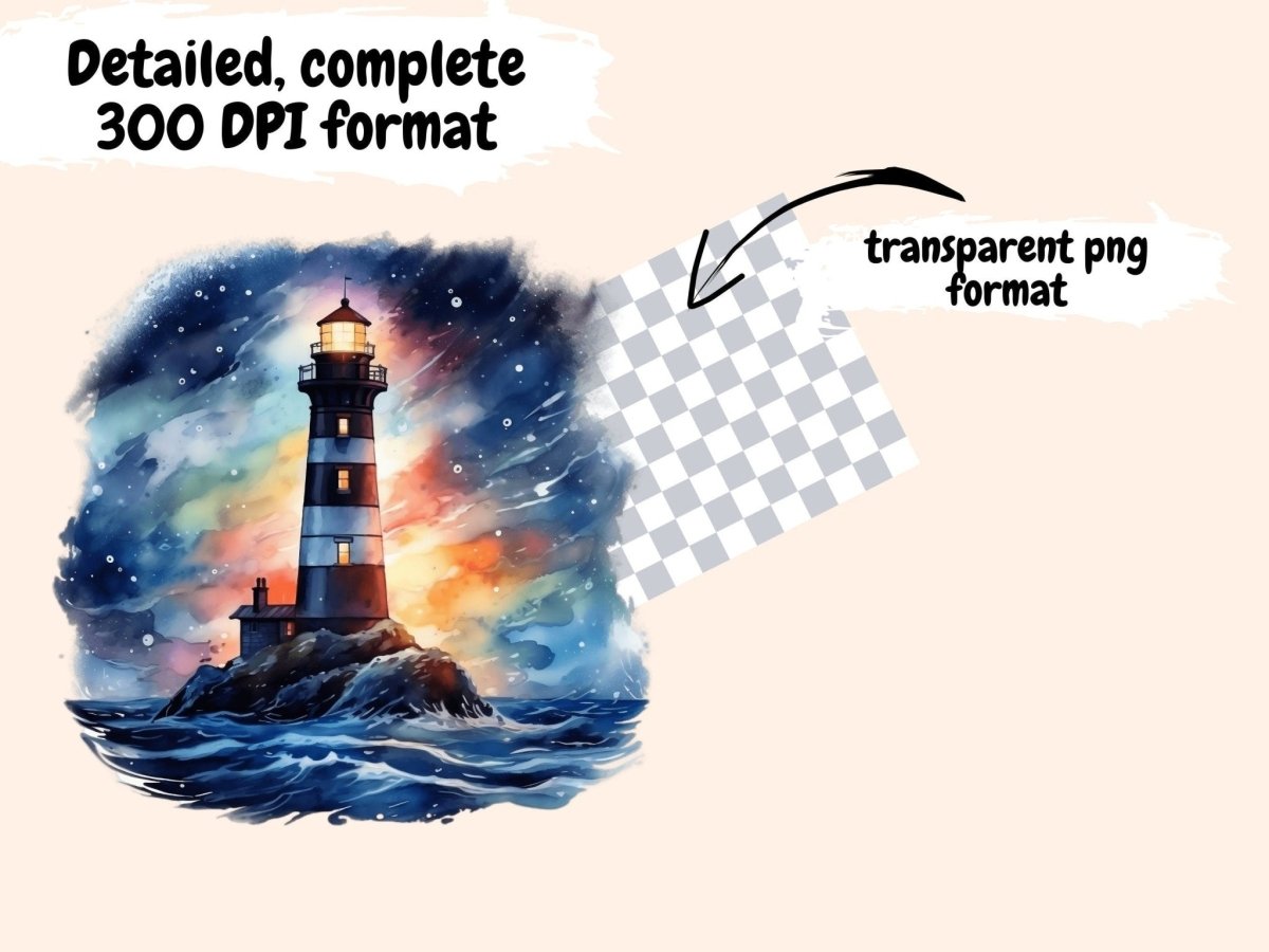 Lighthouses Watercolor Clipart beach clipart - Wonders Artist