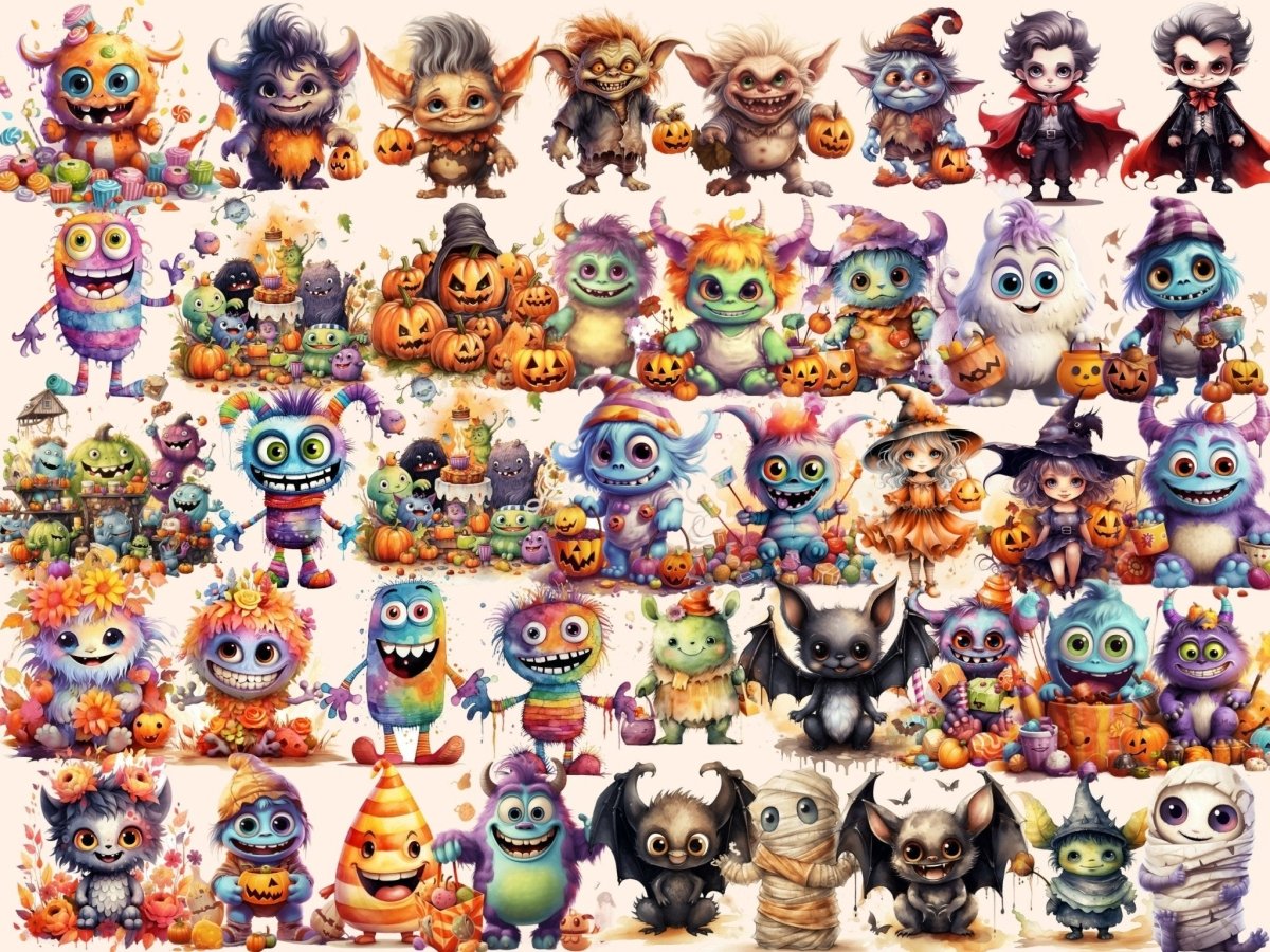 Little Monsters Watercolor Clipart - Wonders Artist