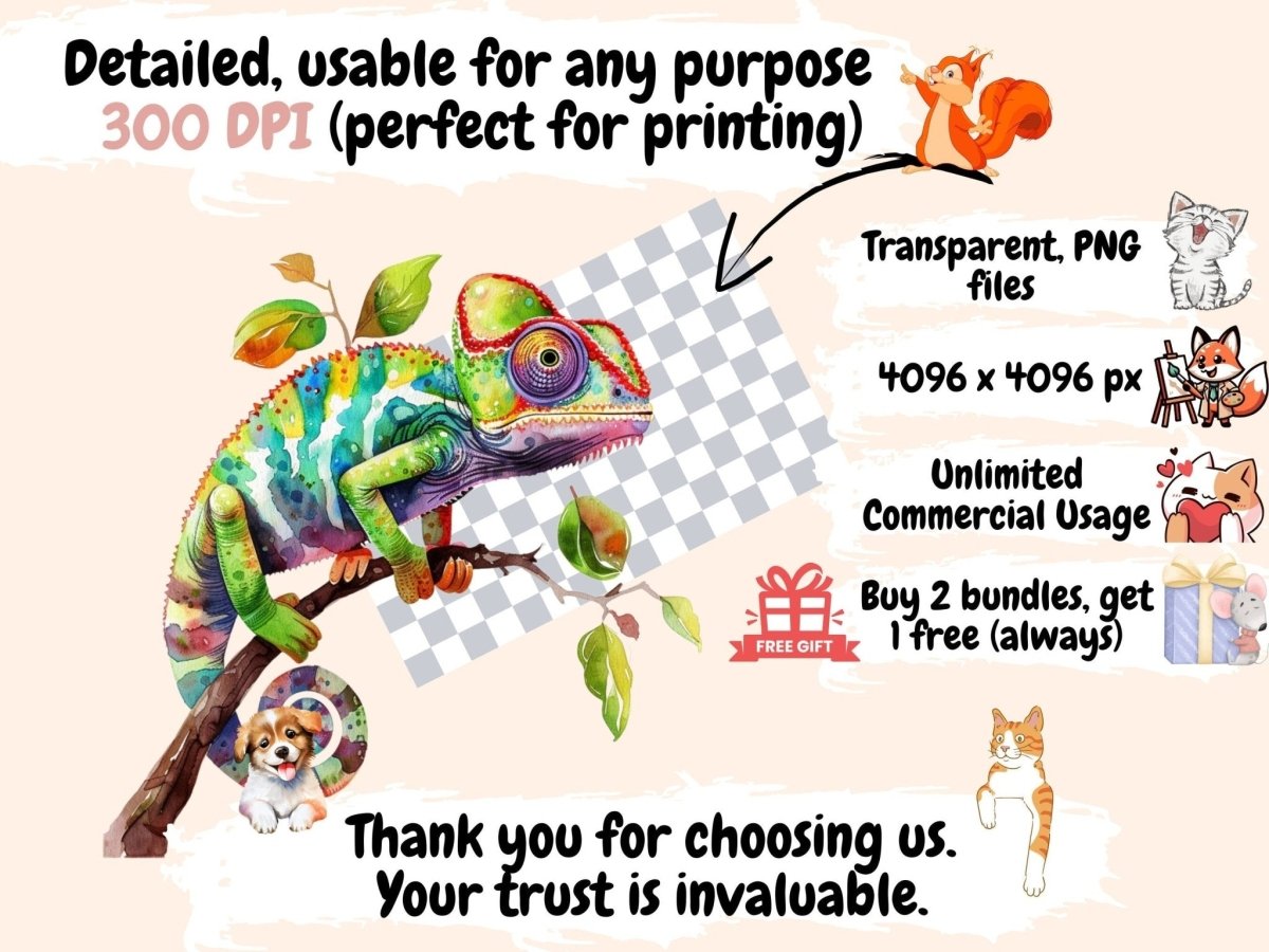 Lizards Watercolor Clipart chameleon clipart - Wonders Artist