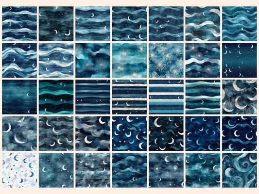 Padrão Sem Costura de Ondas Lunares Papéis Digitais