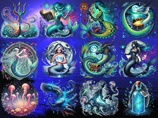 美人鱼月光巢穴剪贴画(限量版)