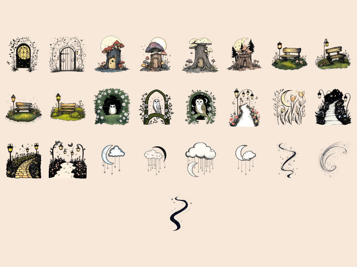 Moonlight Garden Cardmaking Clipart All Bundles Cardmaking Clipart - WondersArtist