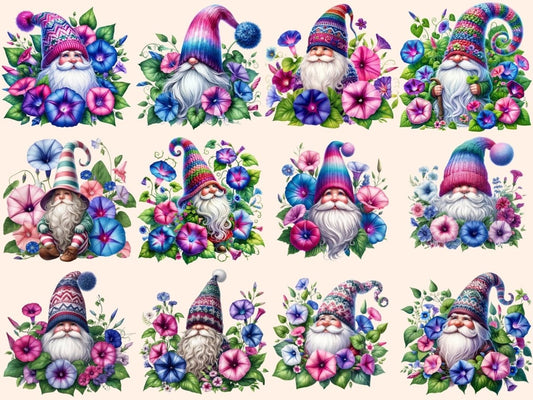 Morning Glory Gnomes Clipart