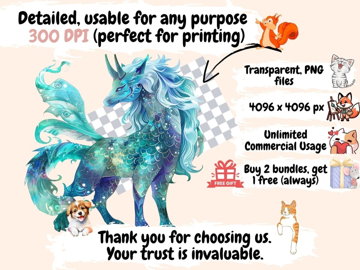 Mystical Creatures Watercolor Clipart fairytale clipart - Wonders Artist