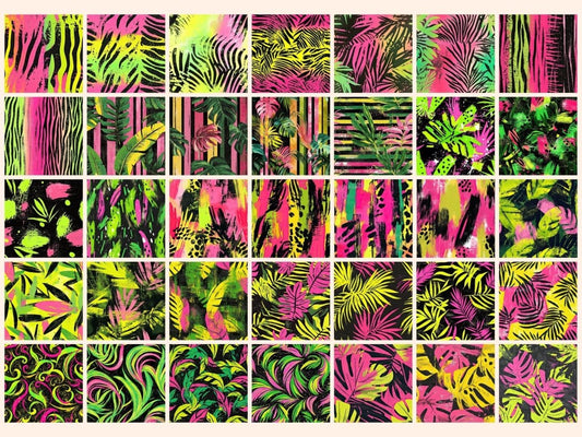 Papel Digital Sem Costura Neon Jungle