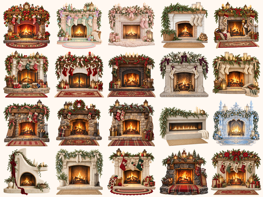 Christmas Fireplaces Clipart