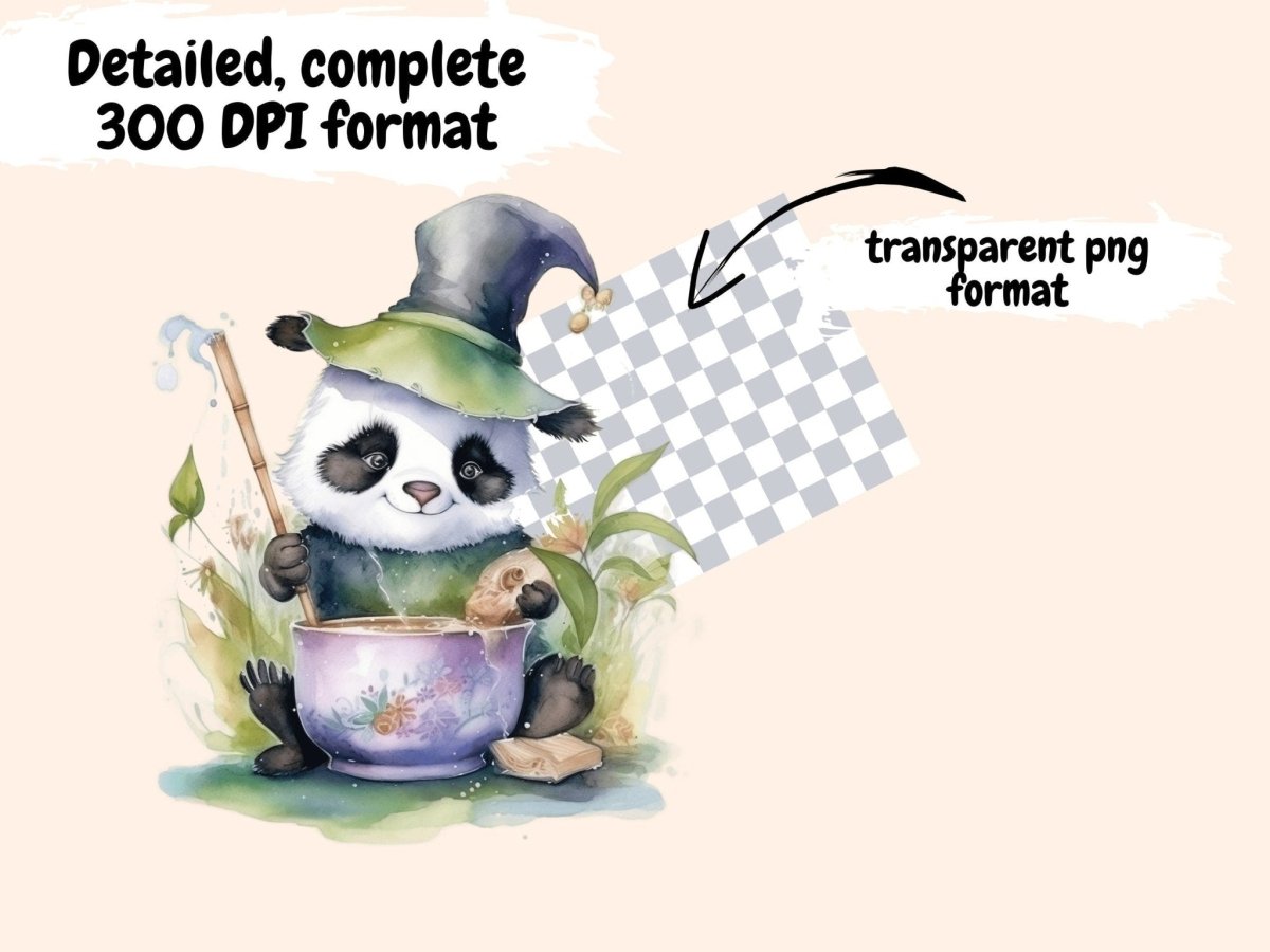 Panda Cuties Watercolor Clipart animal clipart - Wonders Artist