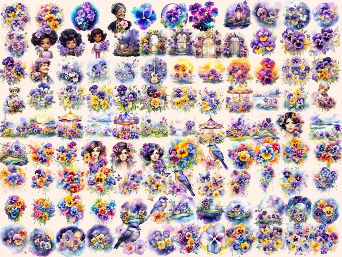 Pansy Flowers Watercolor Clipart pansies clipart - Wonders Artist