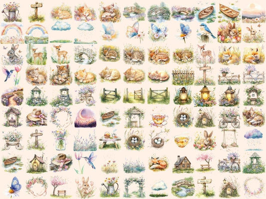 Clipart Acquerello Prati Pastello