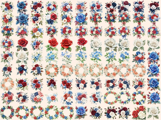 Clipart di Rose Patriottiche Acquerello
