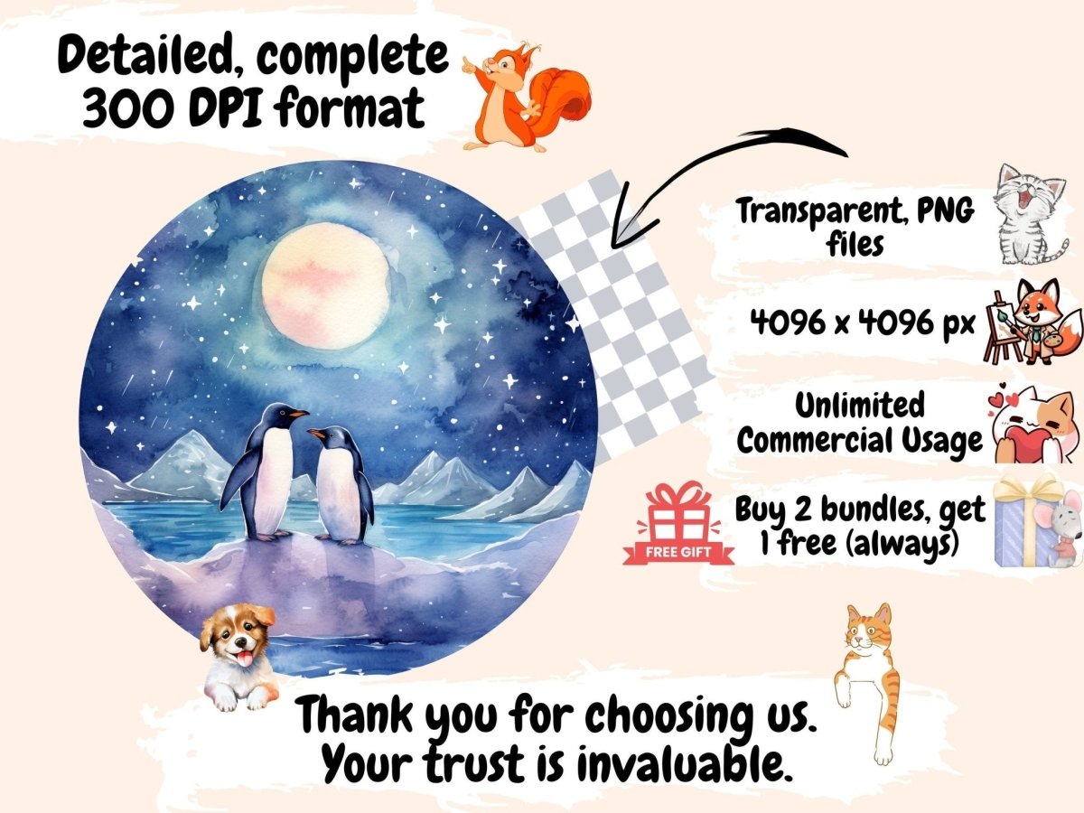 Penguins Watercolor Clipart antarctic clipart - Wonders Artist