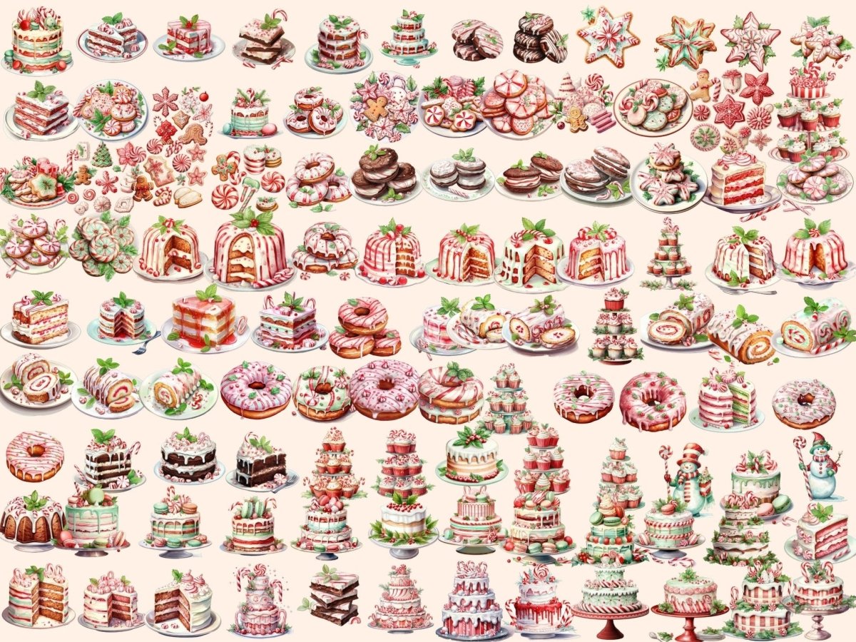 Peppermint Desserts Watercolor Clipart christmas clipart - Wonders Artist
