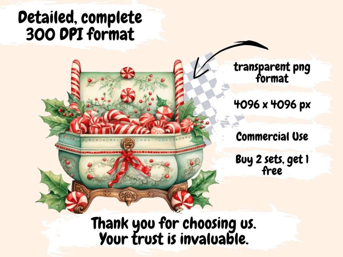 Peppermint Spice Watercolor Clipart candy cane clipart - Wonders Artist