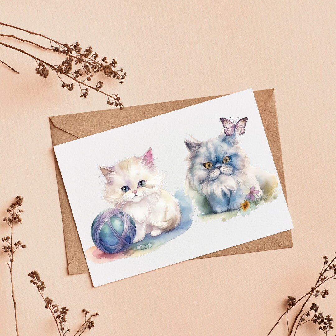 Persian Cat Watercolor Clipart cat lover gifts - Wonders Artist