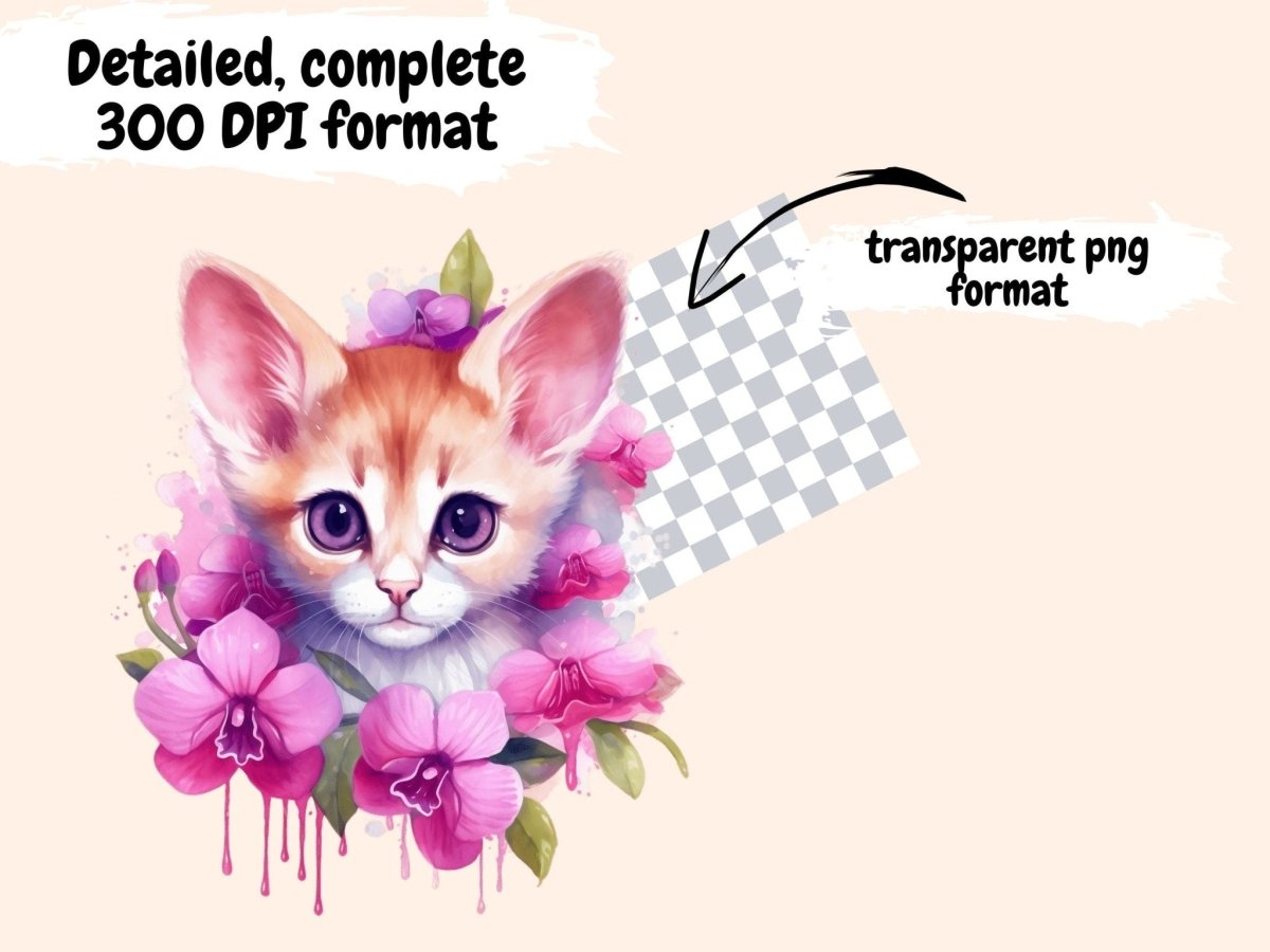 Pink Orchids Watercolor Clipart fantasy flowers - Wonders Artist