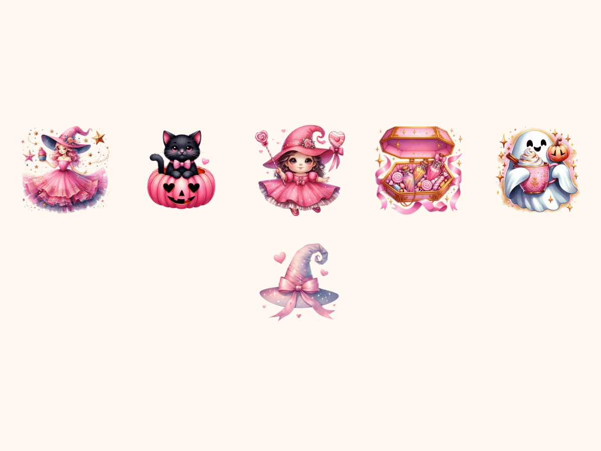 Pink O’Ween Clipart All Bundles Clipart Line Art - WondersArtist