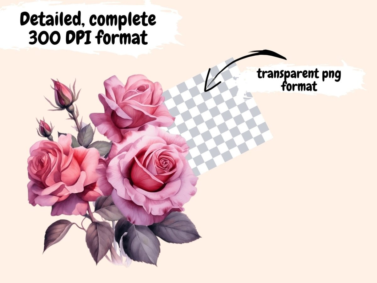 Pink Roses Watercolor Clipart boho rose clipart - Wonders Artist