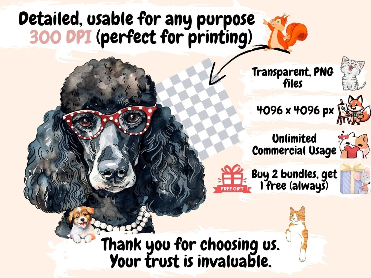 Poodles Watercolor Clipart fluffy dog png - Wonders Artist