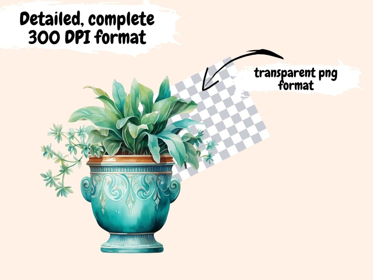 Potted Plants Watercolor Clipart floral clipart - Wonders Artist
