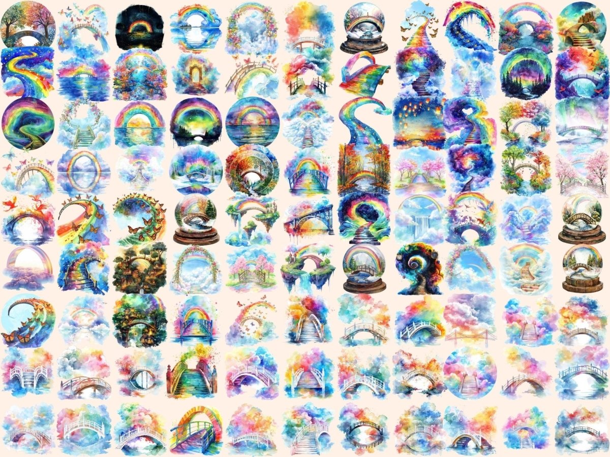 Rainbow Bridges Watercolor Clipart archway clipart - Wonders Artist