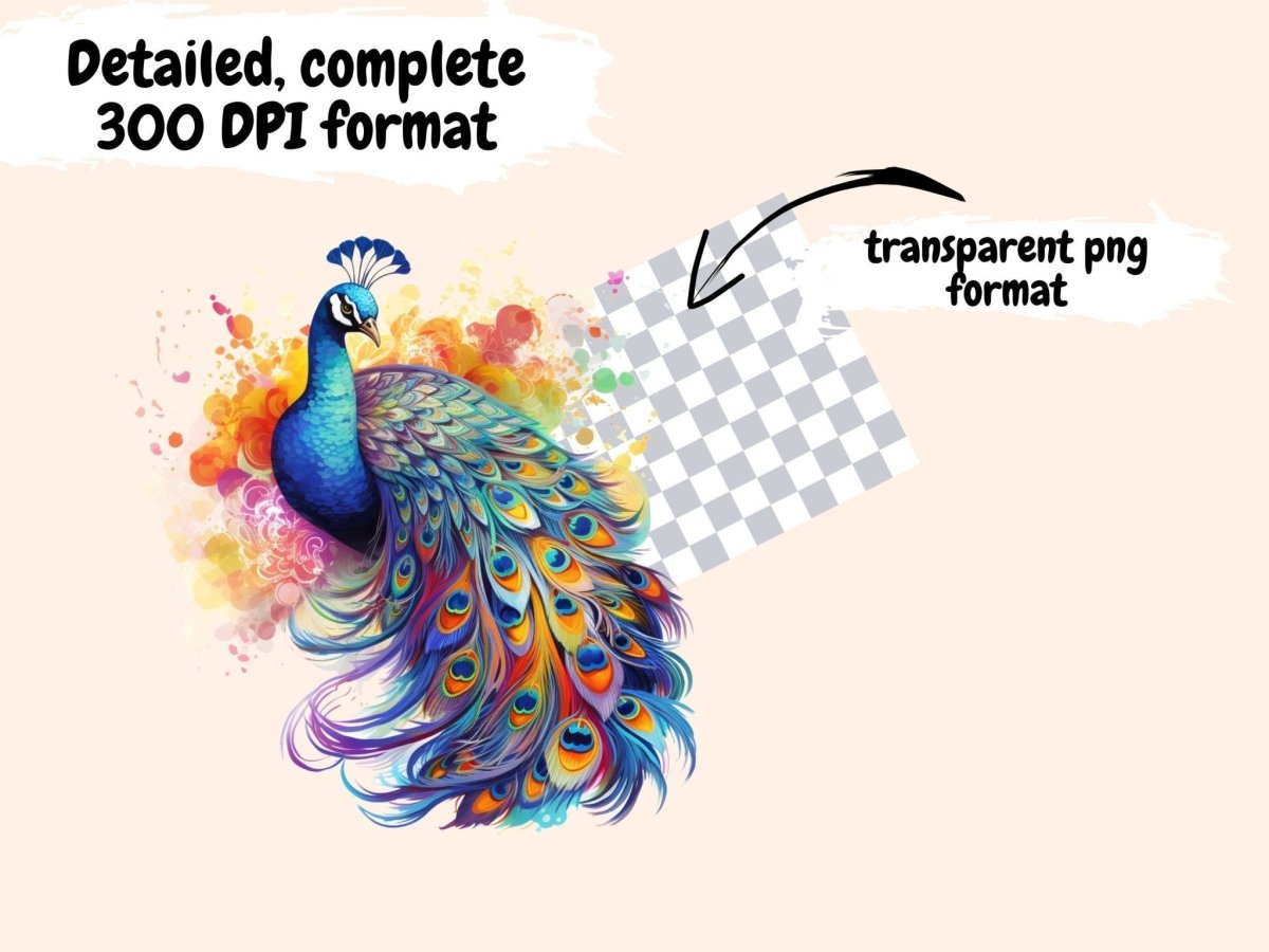 Rainbow Peacocks Watercolor Clipart colorful clipart - Wonders Artist