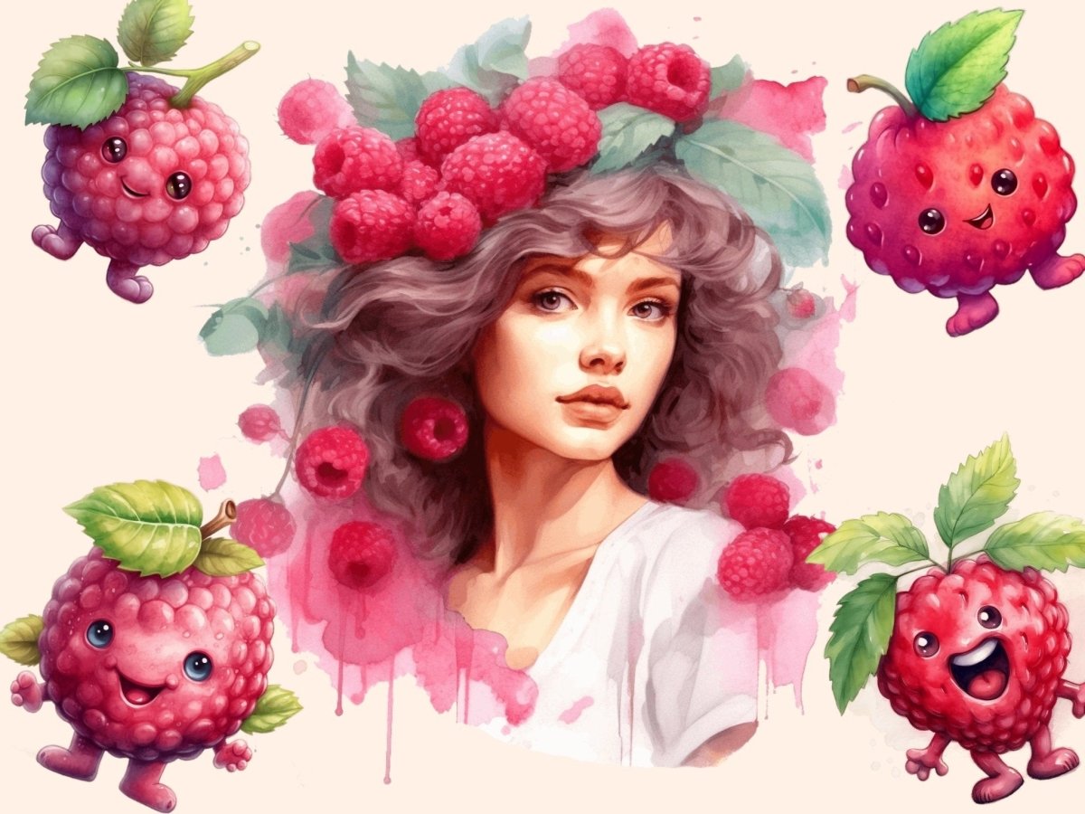 Raspberries Watercolor Clipart berries art - Wonders Artist