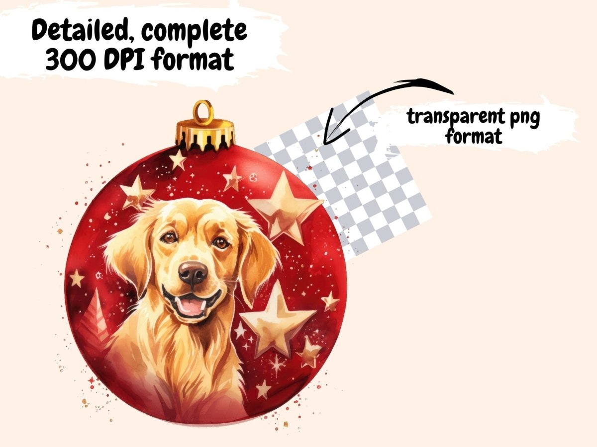 Red & Gold Christmas Ornaments Watercolor Clipart christmas clipart - Wonders Artist