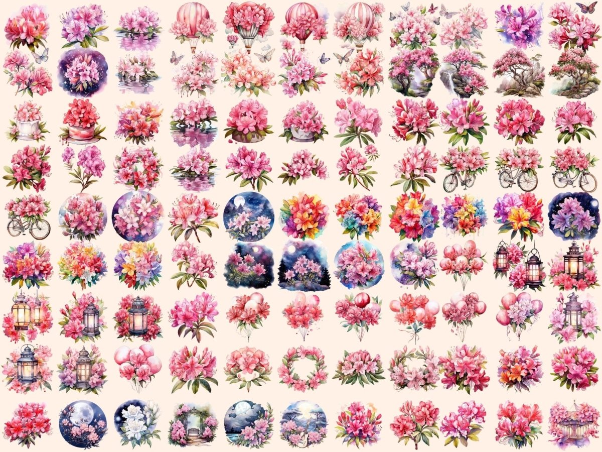 Rhododendron Flowers Watercolor Clipart flowers clipart - Wonders Artist