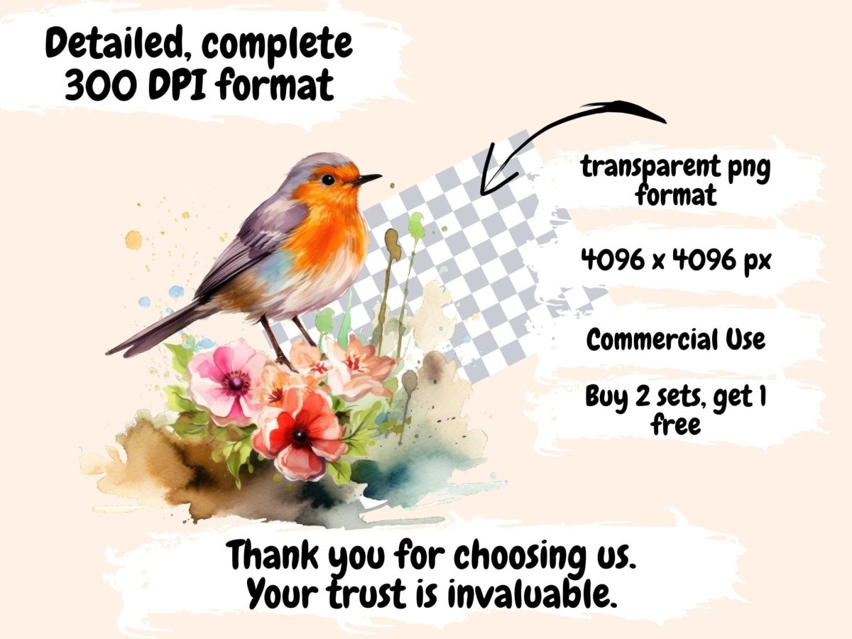 Robins Watercolor Clipart bird clipart - Wonders Artist