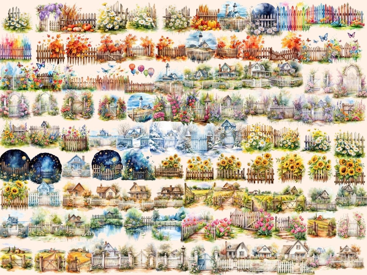 Rustic Fences Watercolor Clipart cute fence clipart - Wonders Artist