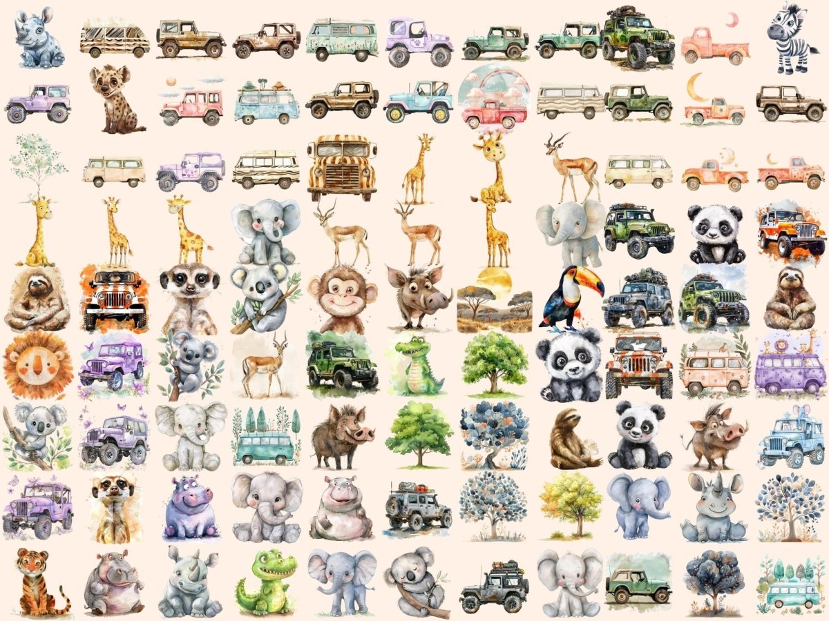 Safari Adventures Watercolor Clipart African Safari - Wonders Artist