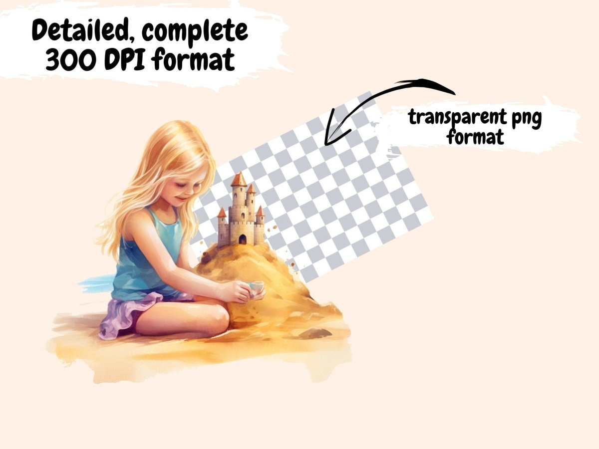 Sandcastles Watercolor Clipart beach clipart - Wonders Artist