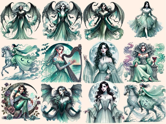 Clipart de Vampiras Femininas Seafoam