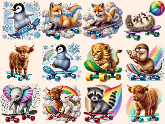 Skateboarding Animals Clipart